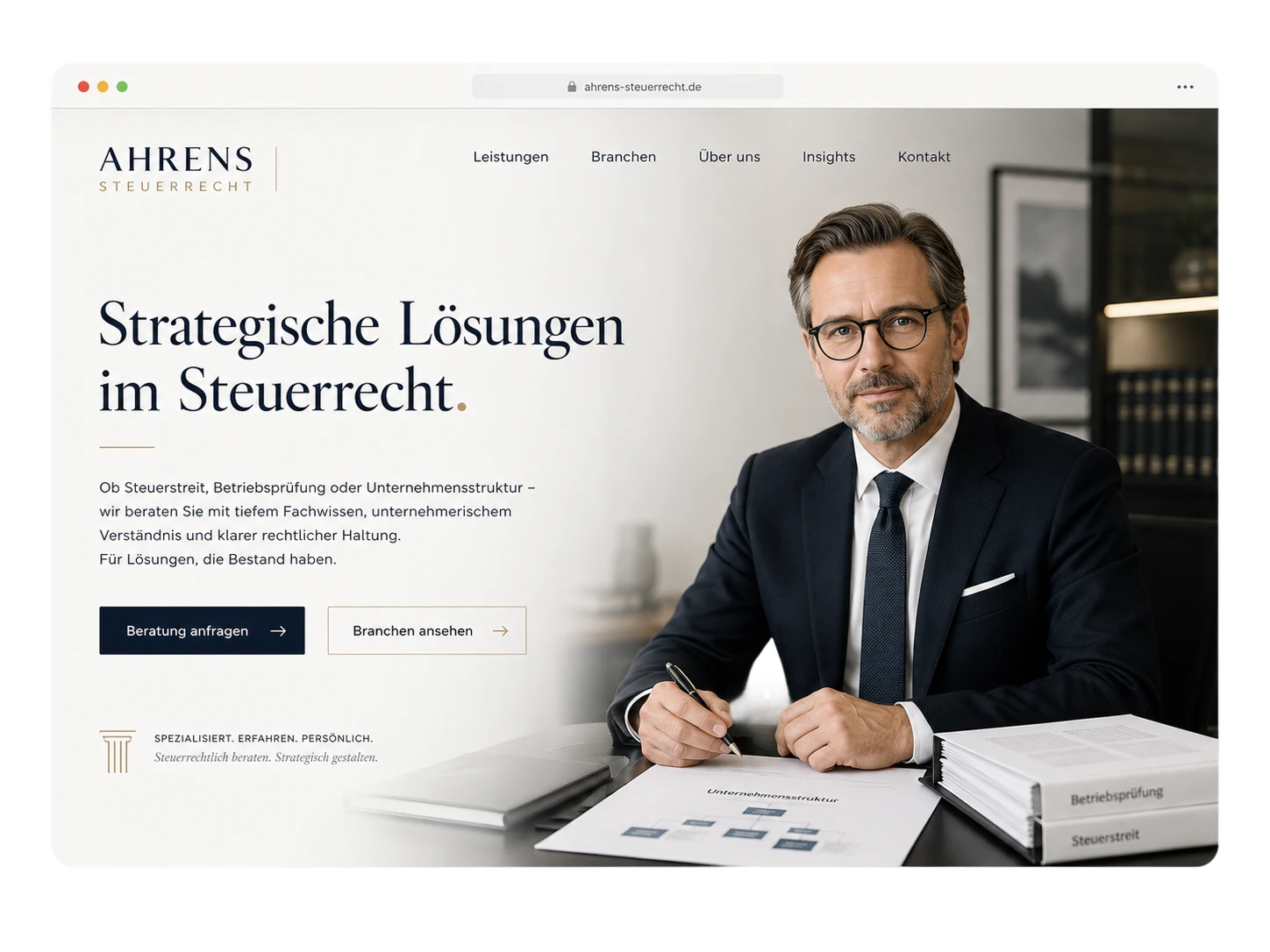 Steuerrecht Kanzlei Website Hero