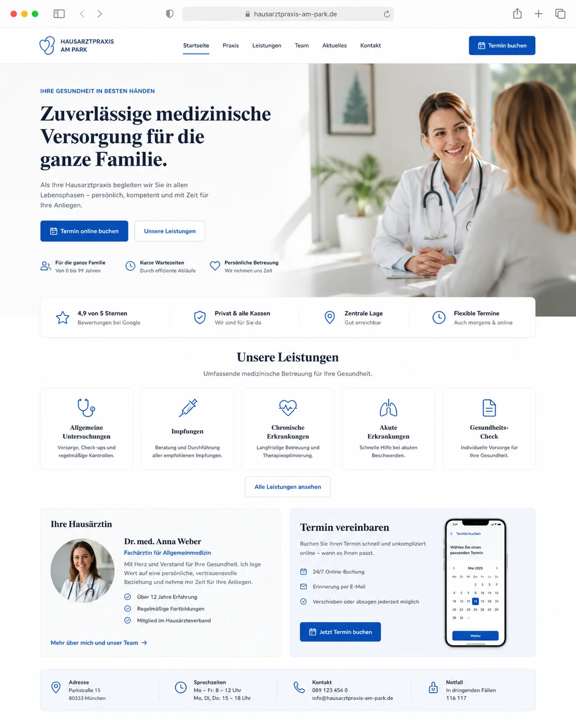 Doctor website long-form mockup 1