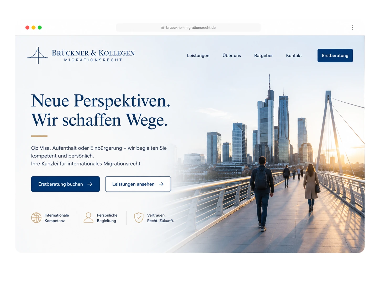 Migrationsrecht Kanzlei Website Hero