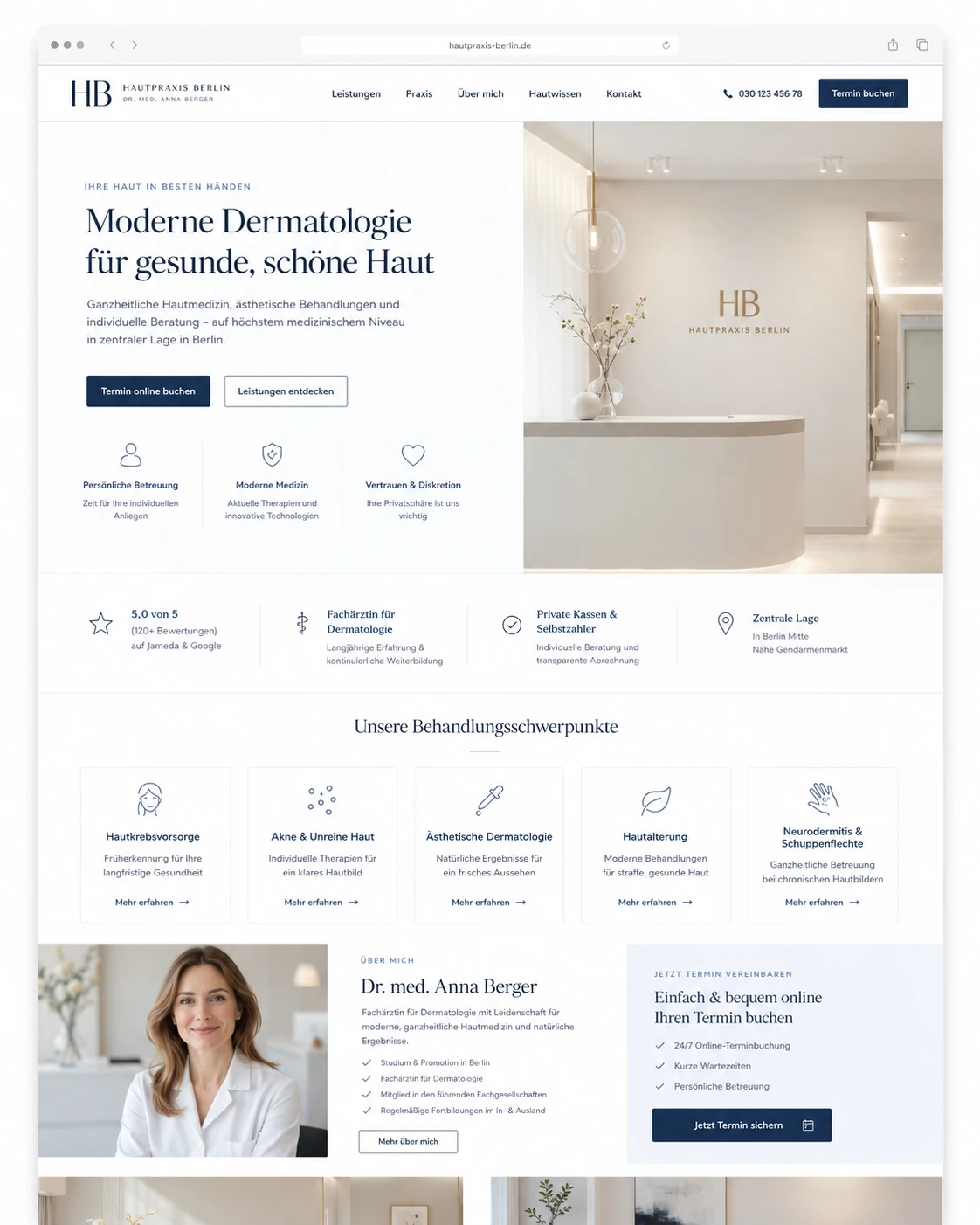 Doctor website long-form mockup 2
