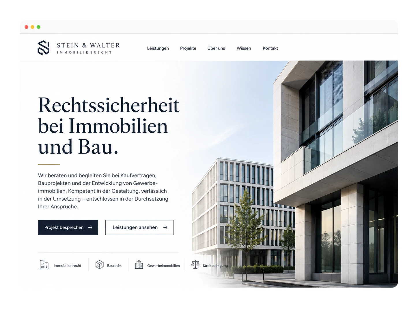 Immobilienrecht Kanzlei Website Hero