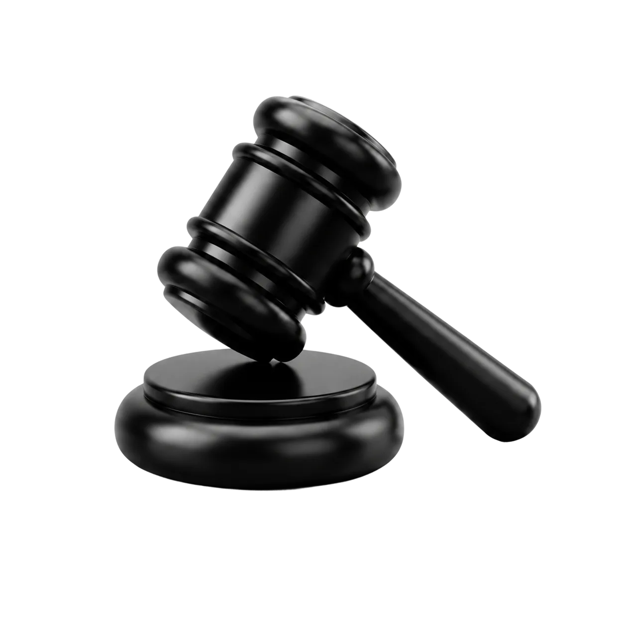 Lawyer hammer over a blue circle.