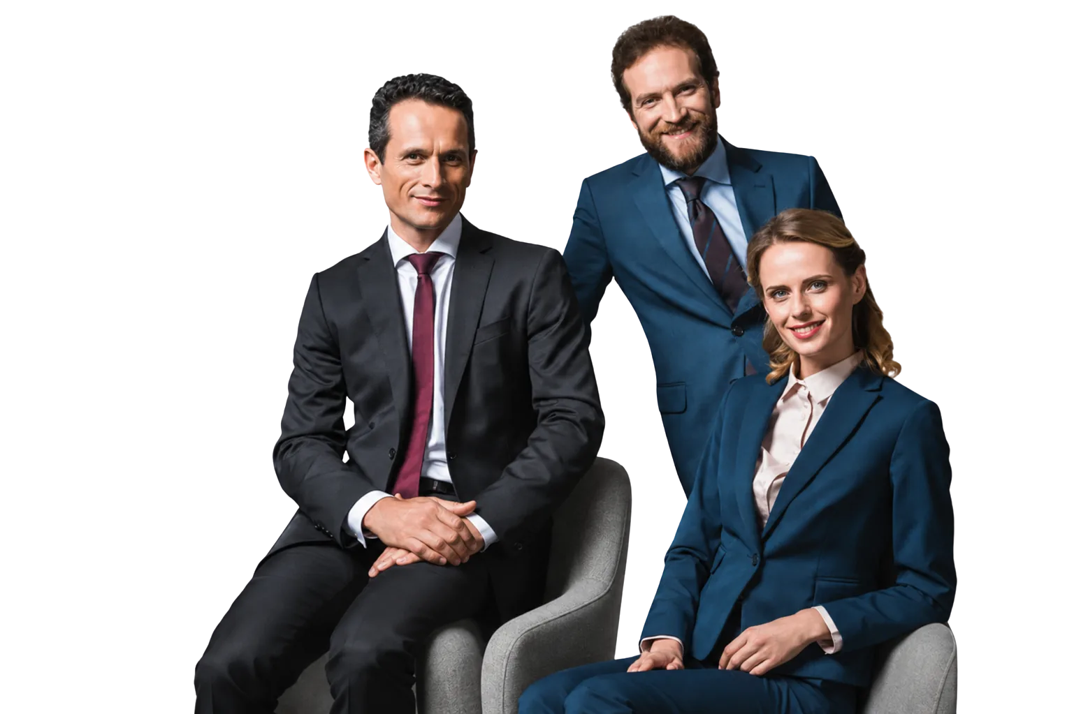 Three lawyers in formal suits.