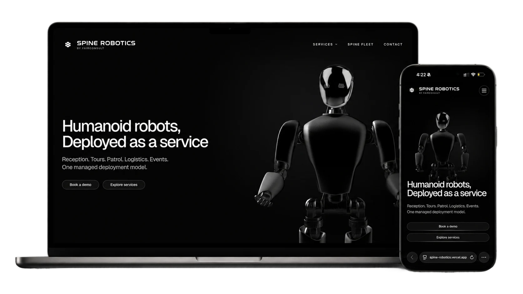 Spine website hero preview