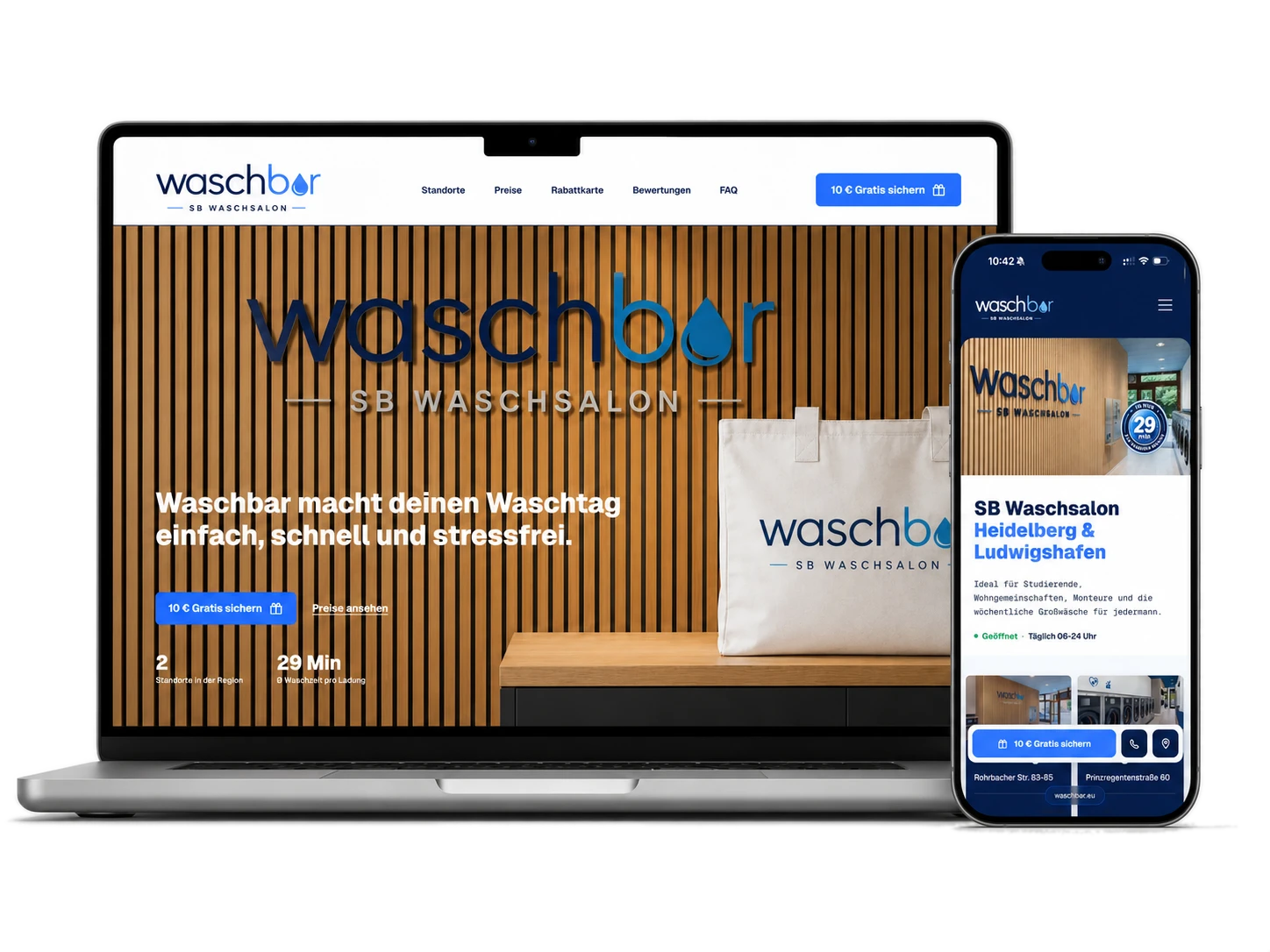 Waschbar SB Waschsalon website hero preview